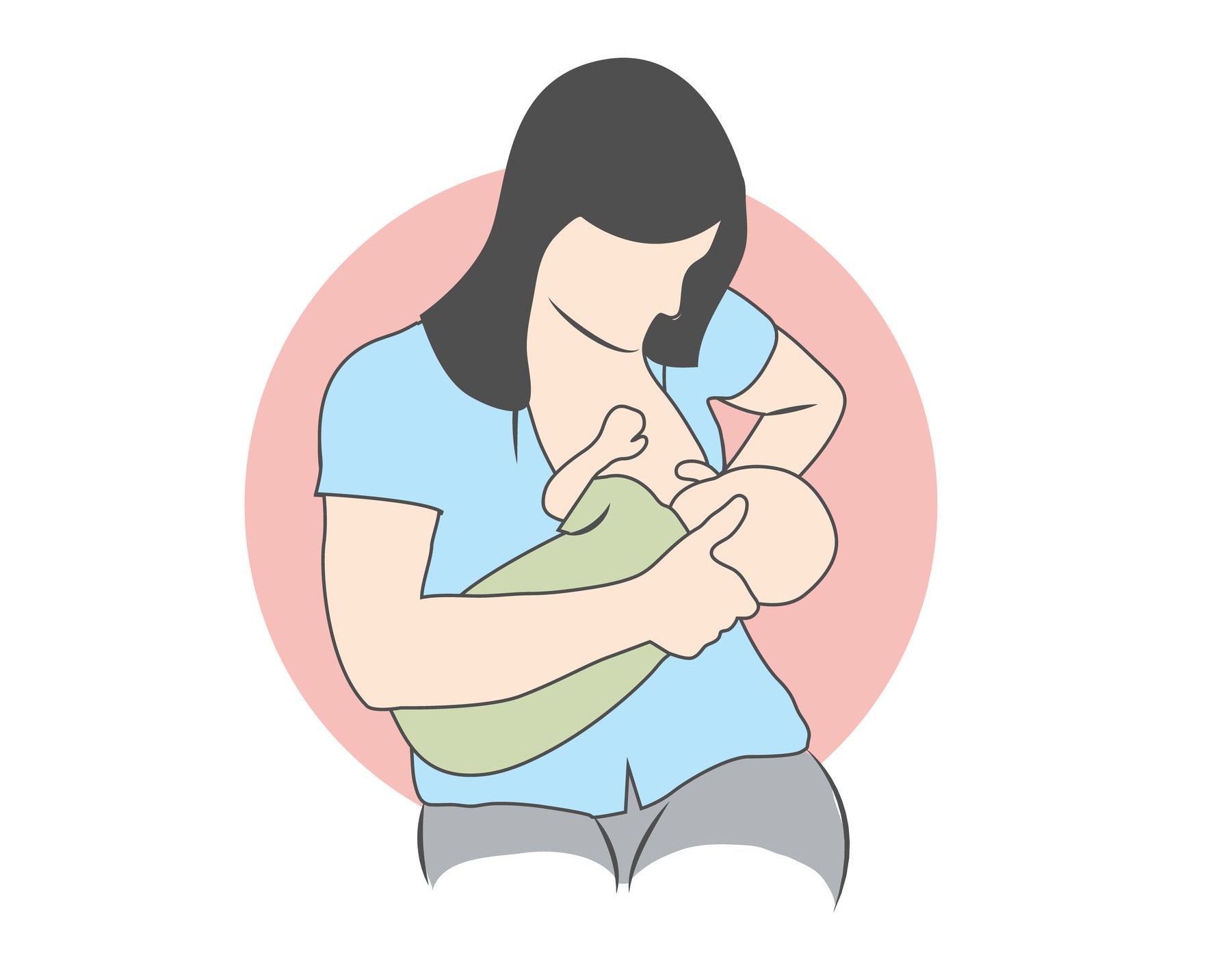 Illustrated image of a breastfeeding woman